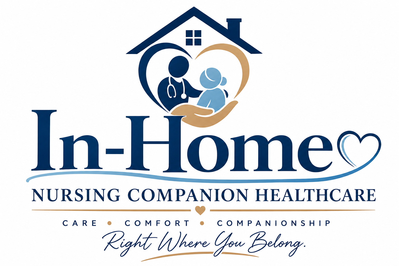 In-Home Nursing Companion Healthcare logo: care, comfort, companionship. Right Where You Belong.